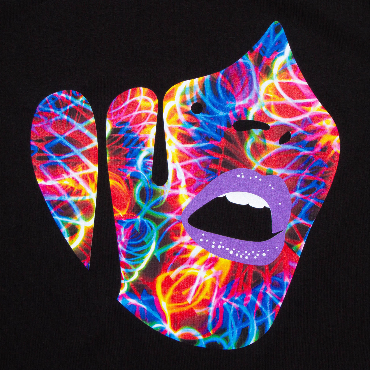 Droplet Face 013 Front Print - Sweatshirt - Black