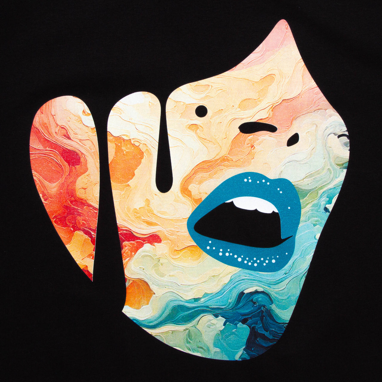 Droplet Face 014 Front Print - Sweatshirt - Black