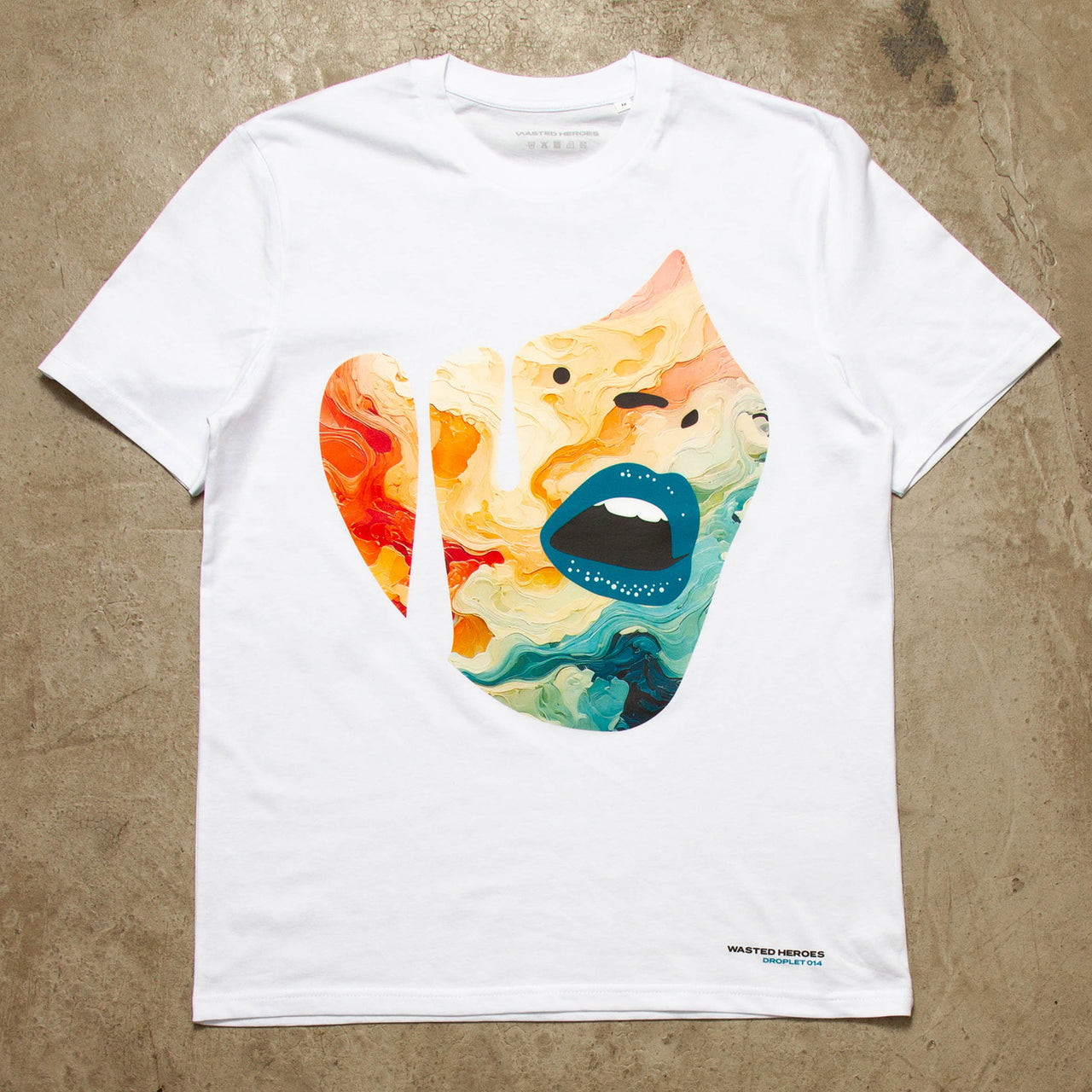 Droplet Face 014 Front Print - Tshirt - White