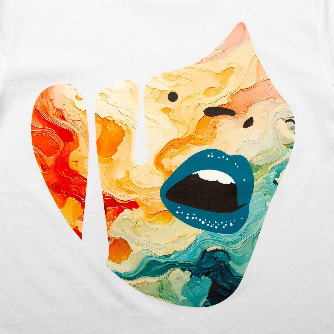 Droplet Face 014 Front Print - Tshirt - White