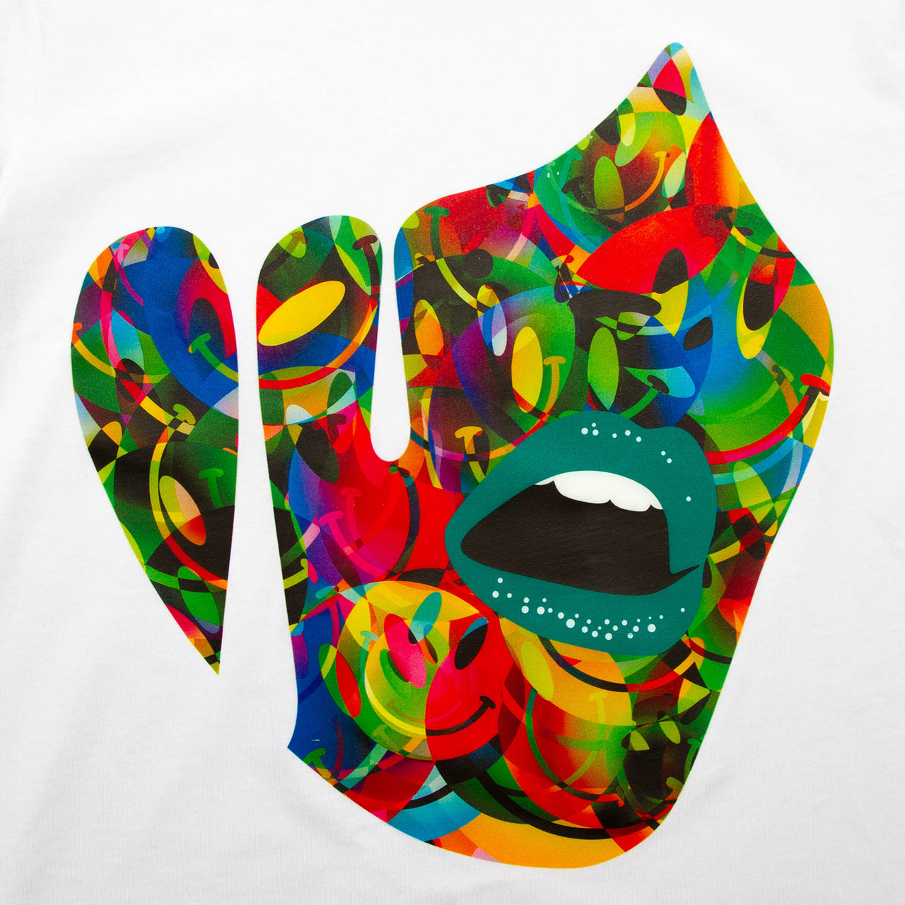 Droplet Face 004 Front Print - Tshirt - Black