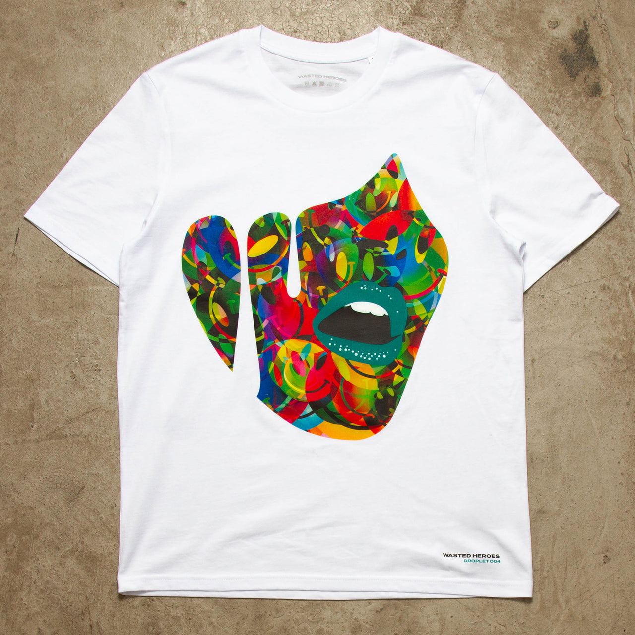 Droplet Face 004 Front Print - Tshirt - Black