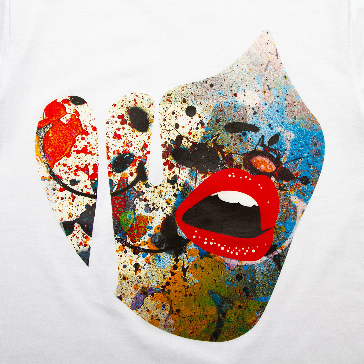 Droplet Face 001 Front Print - Tshirt - White