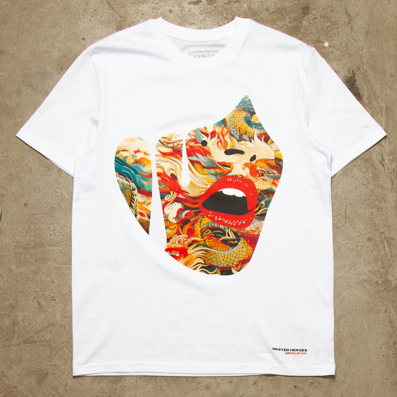 Droplet Face 011 Front Print - Tshirt - White