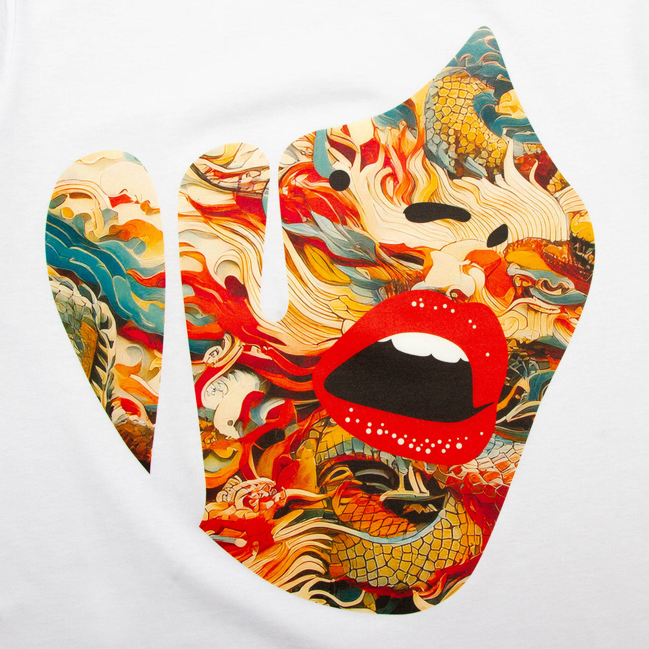 Droplet Face 011 Front Print - Tshirt - White