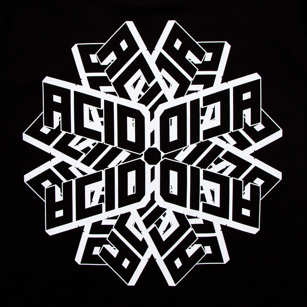 Geo Acid Back Print  - Oversized Tshirt - Black
