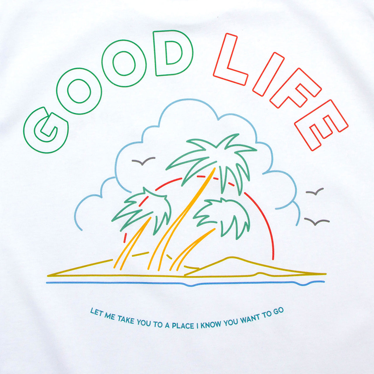 Neon Good Life Front Print - Tshirt - White