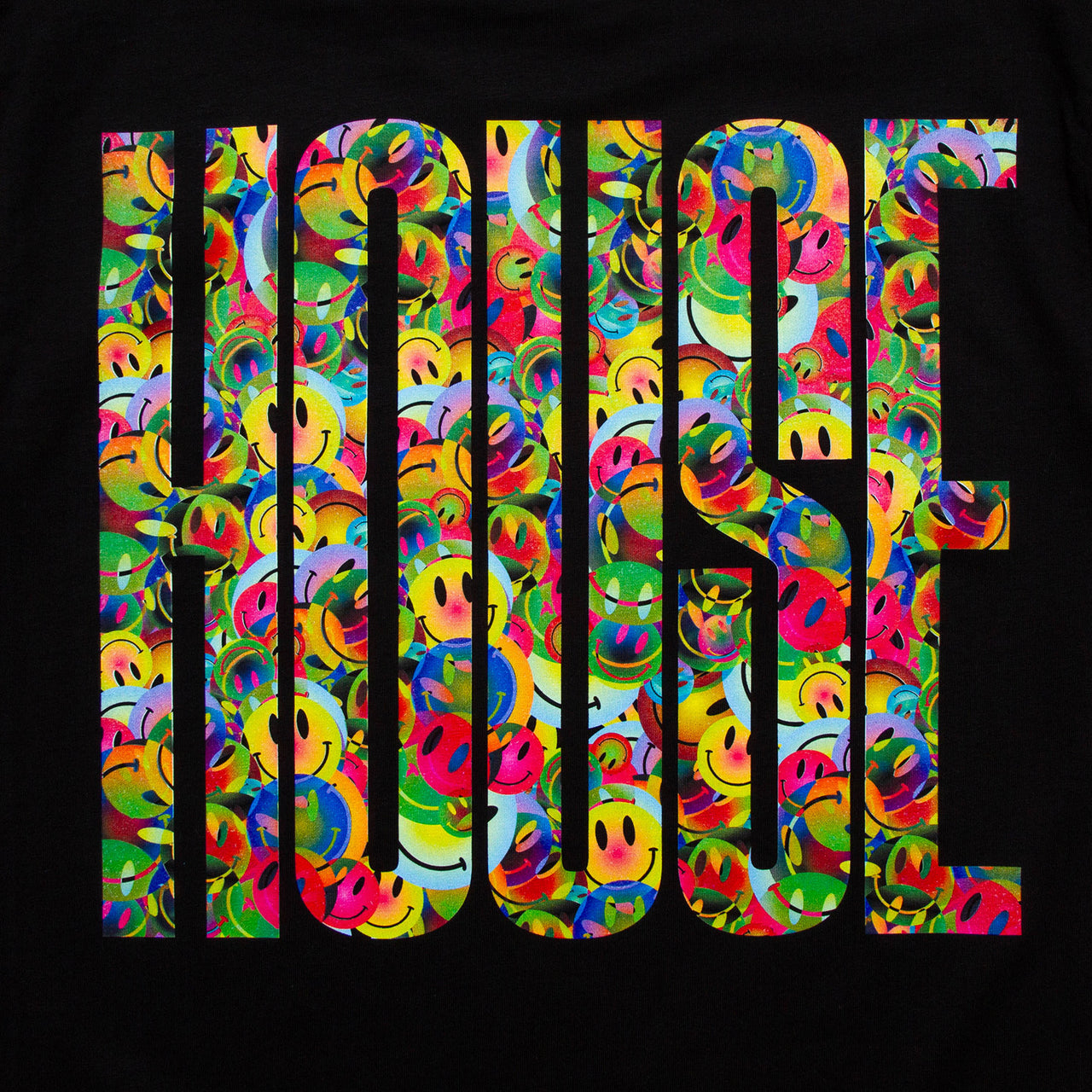 Smiley Higher House Back Print - Tshirt - Black