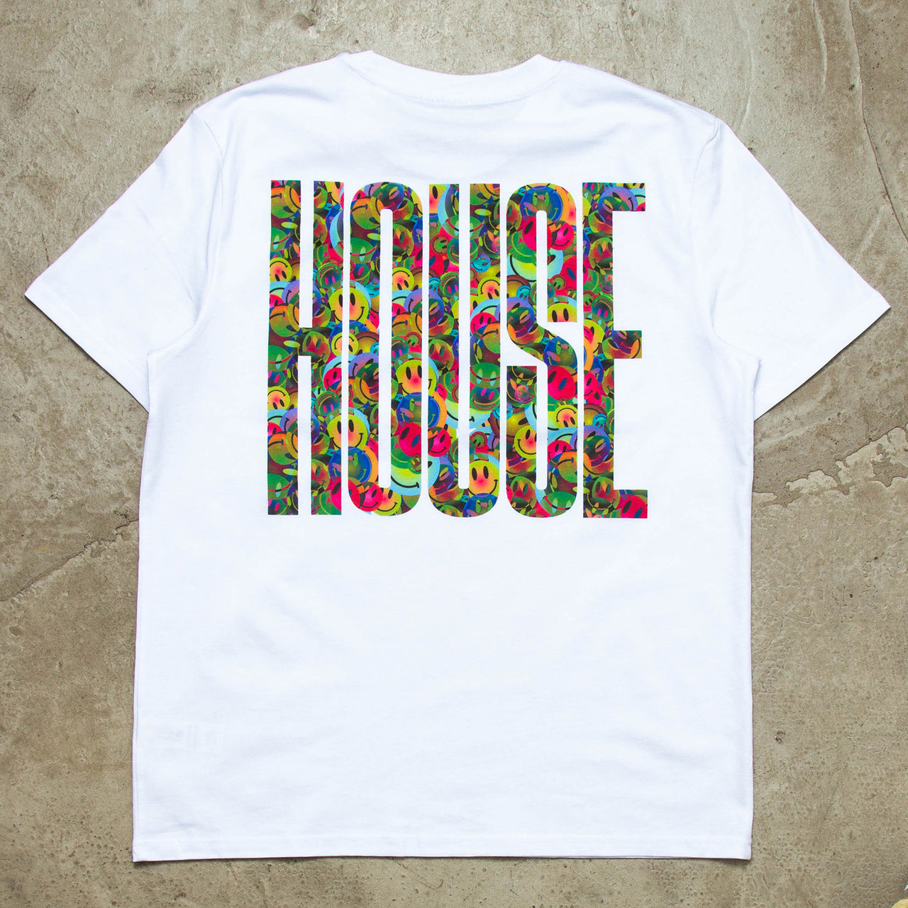 Smiley Higher House Back Print - Tshirt - White