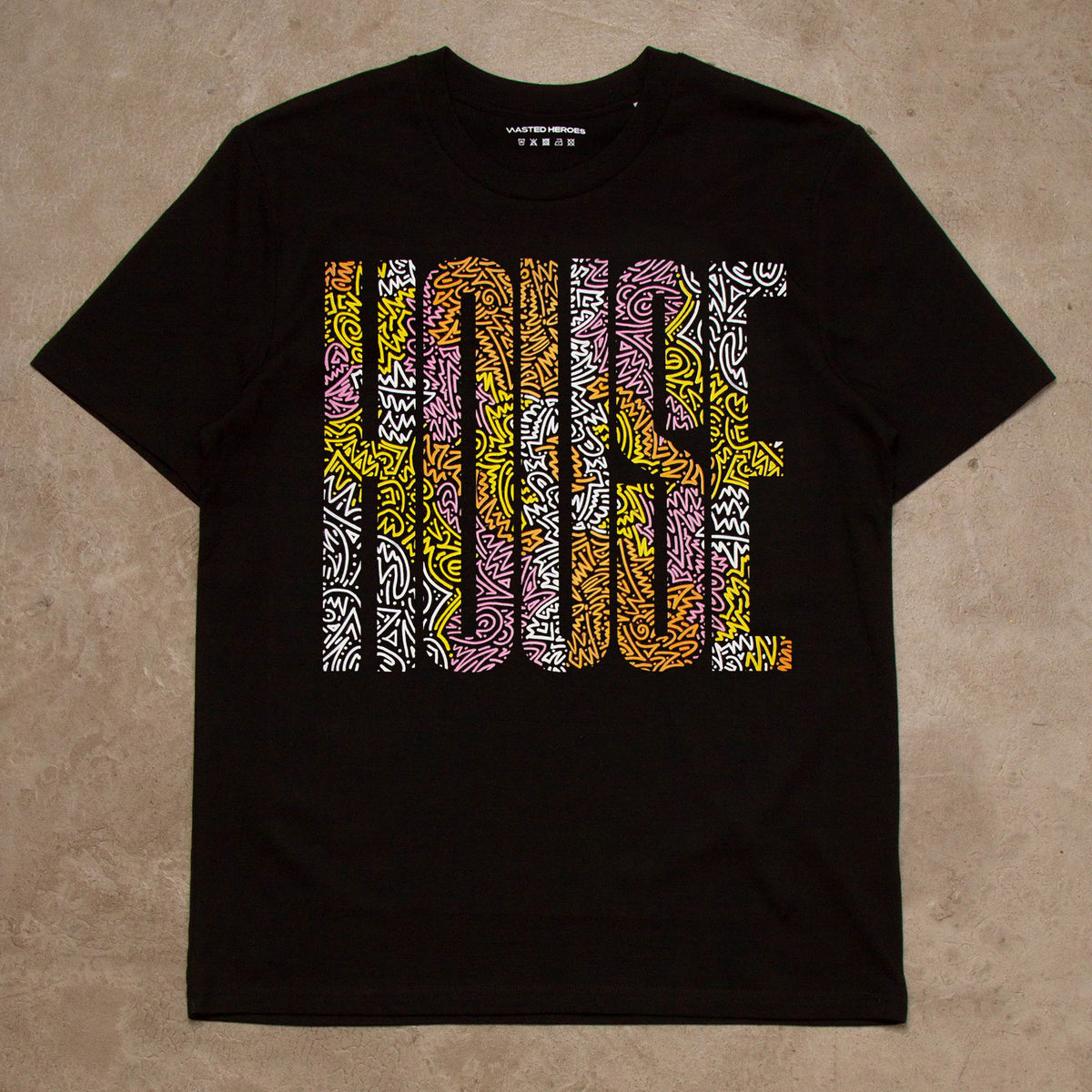 Doodle Higher House Front Print - Tshirt - Black