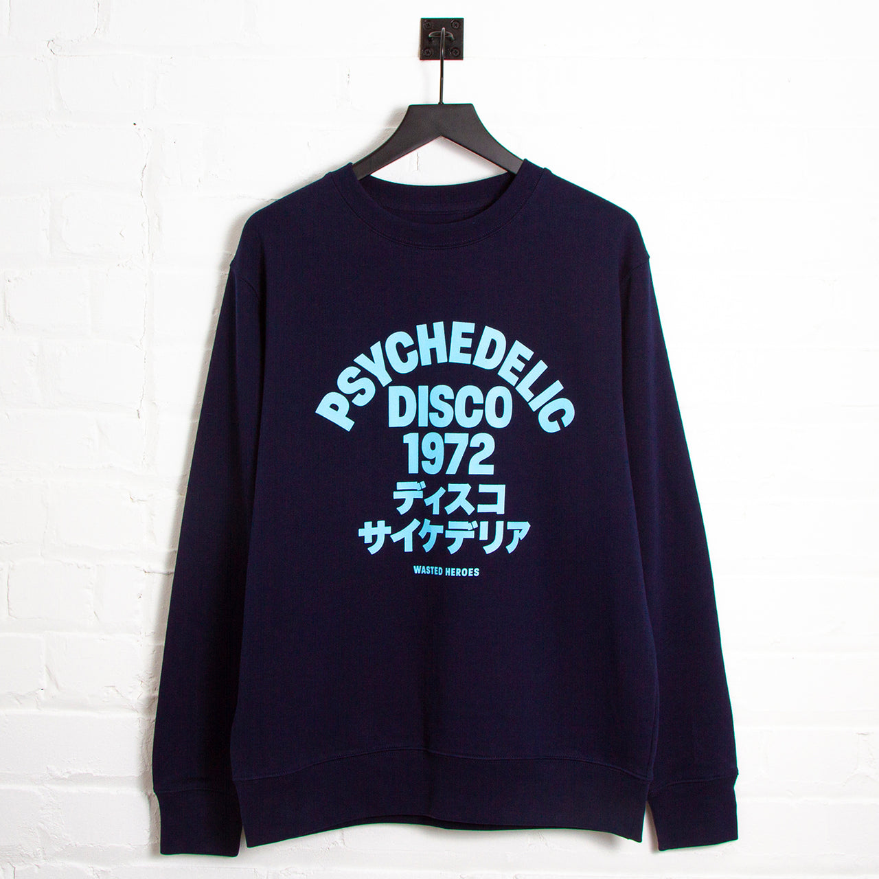 1972 Psychedelic Disco Front Print - Sweatshirt - Navy
