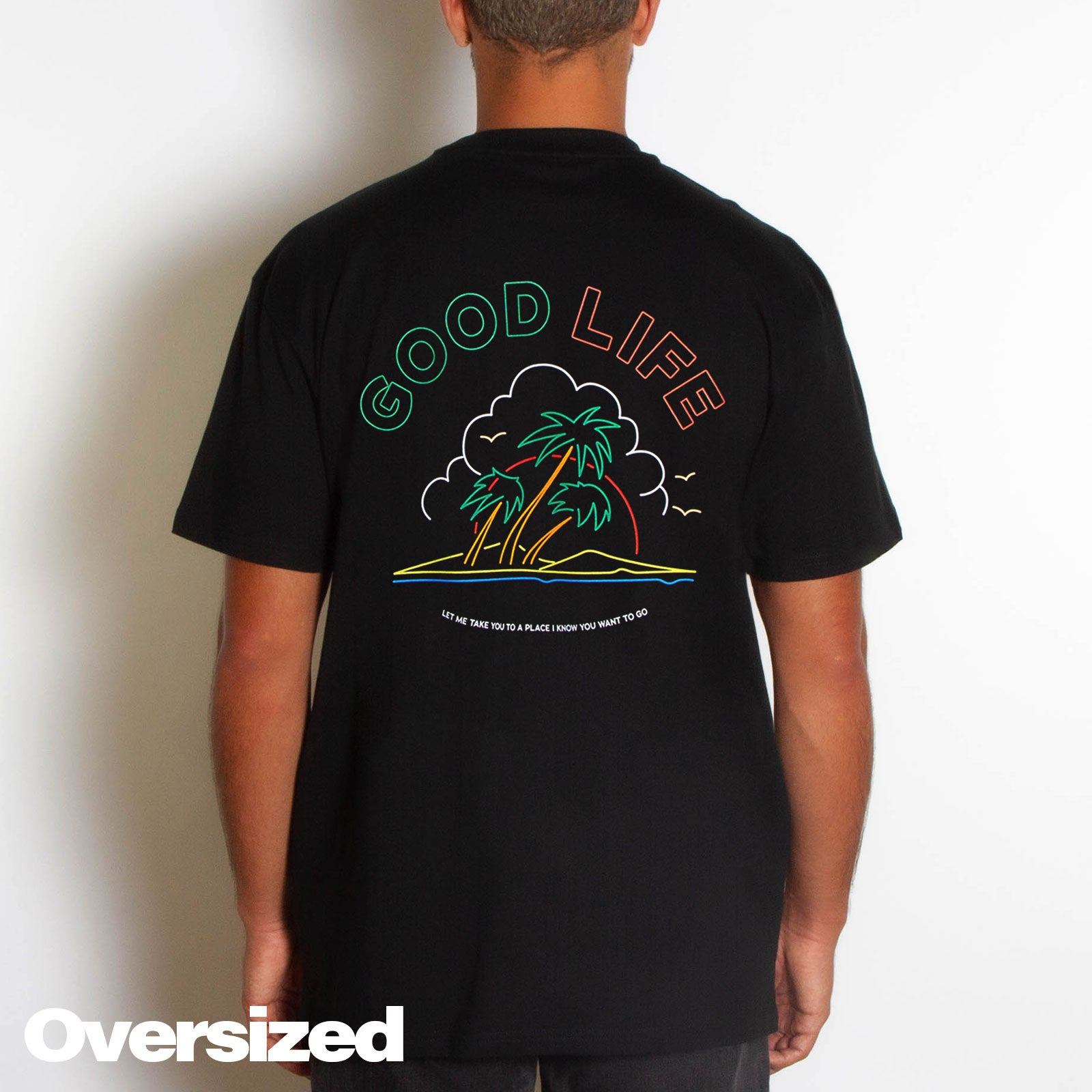 Neon Good Life Back Print - Tshirt - Black