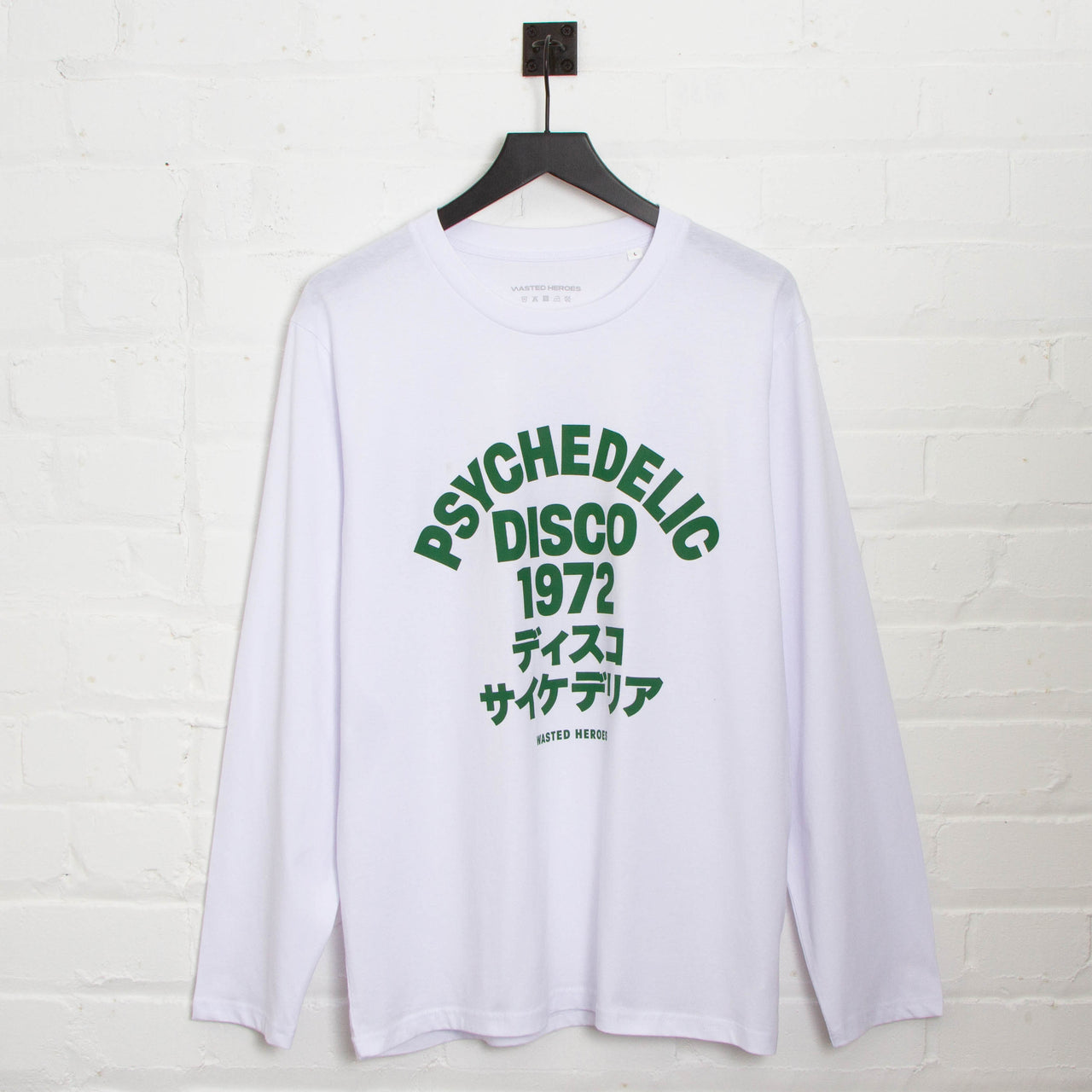 1972 Psychedelic Disco Front Print - Long Sleeve Tshirt - White