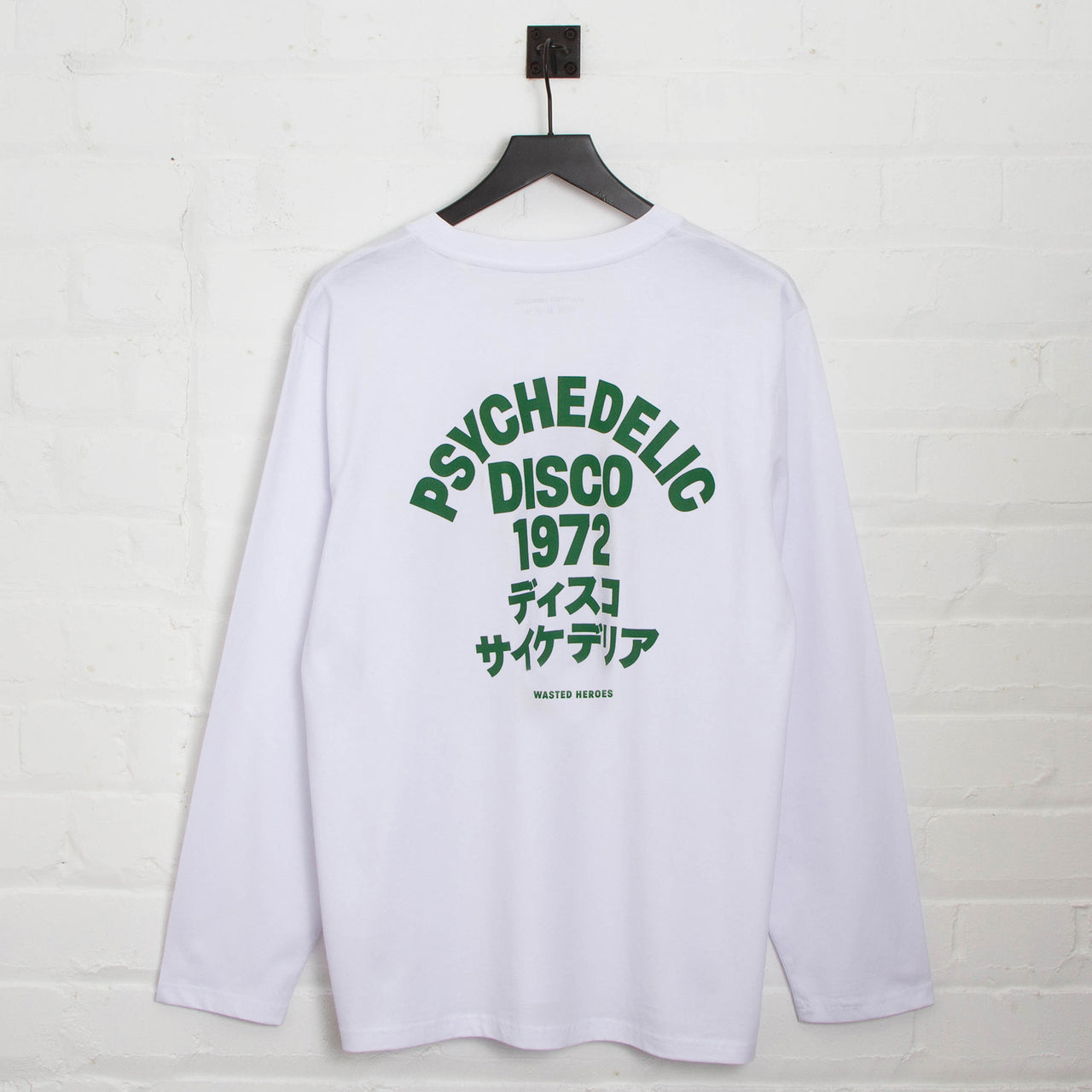 1972 Psychedelic Disco Back Print - Long Sleeve Tshirt - White