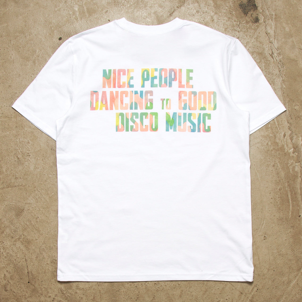 Disco People Pastel Camo Back Print - Tshirt - White