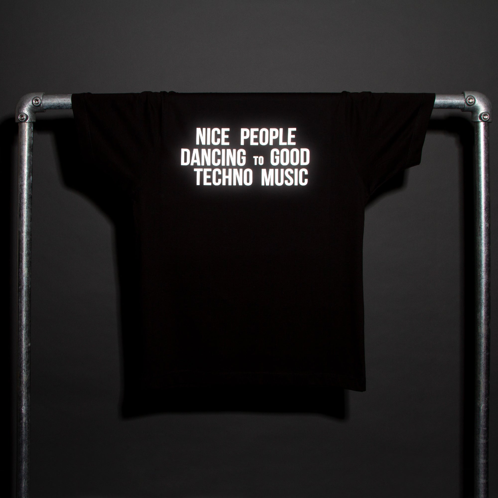 新品 TECHNO POOR STAFF TEE ＆ BANDANA XL Reflective Peoples Techno Back Print - Tshirt - Black
