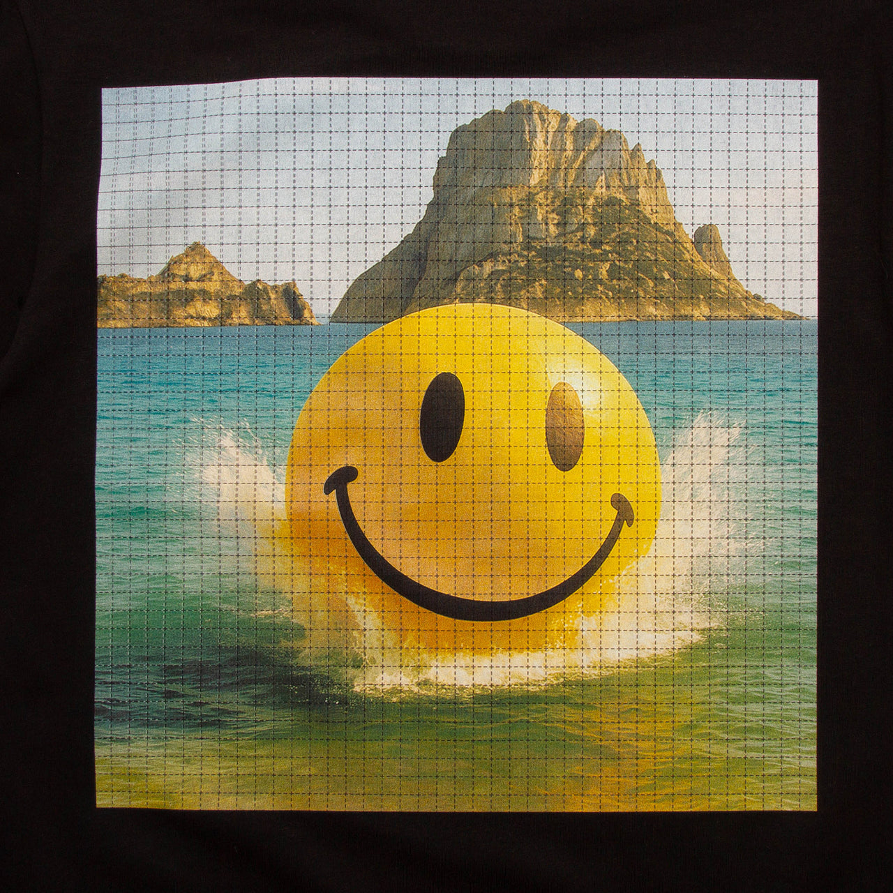 Smiley Es Vedrà Trip Back Print - Tshirt - Black