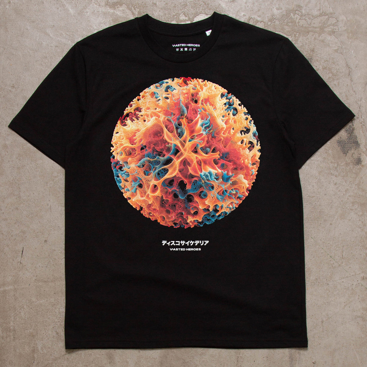 057 Orb Disco Psychedelia Front Print - Tshirt - Black