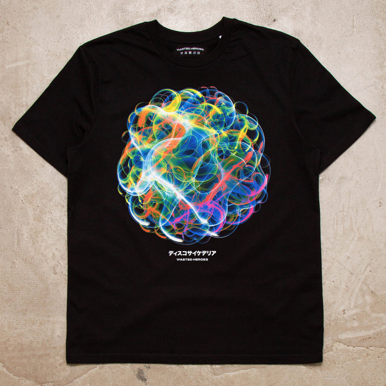 046 Disco Psychedelia Front Print - Tshirt - Black