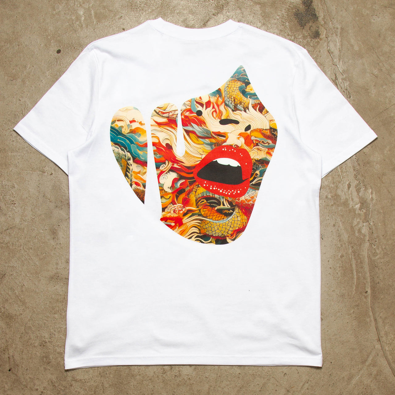 Droplet Face 011 Back Print - Tshirt - White