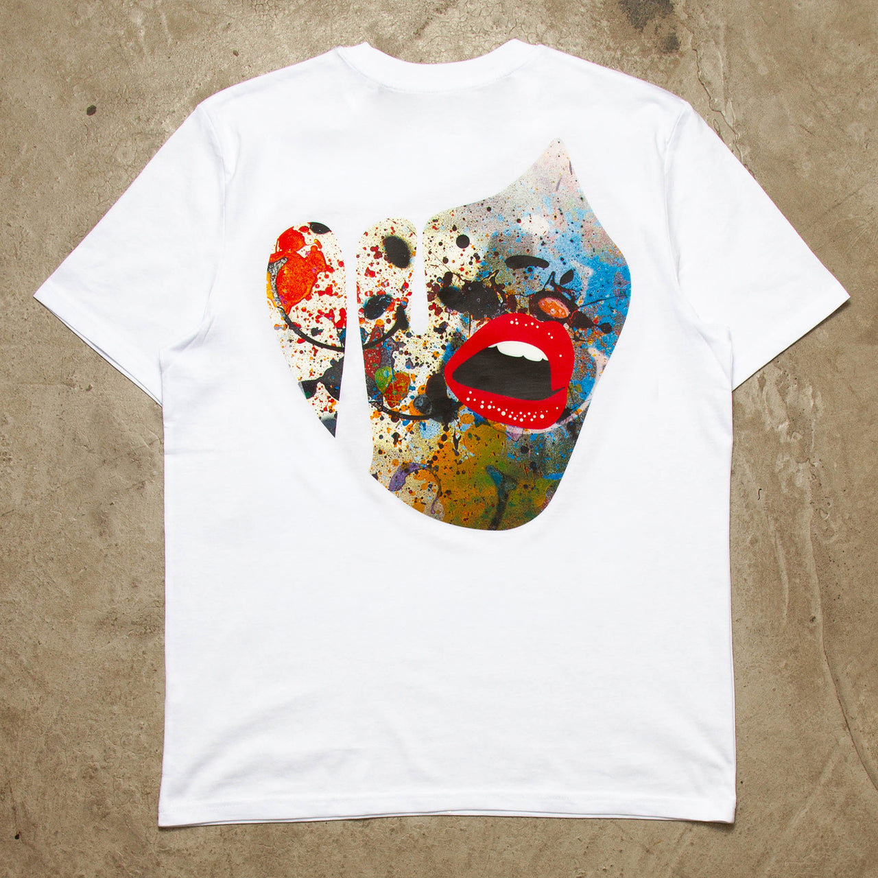Droplet Face 001 Back Print - Tshirt - White