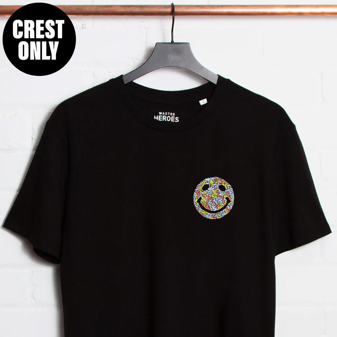Crest Doodle Smiley - Tshirt - Black