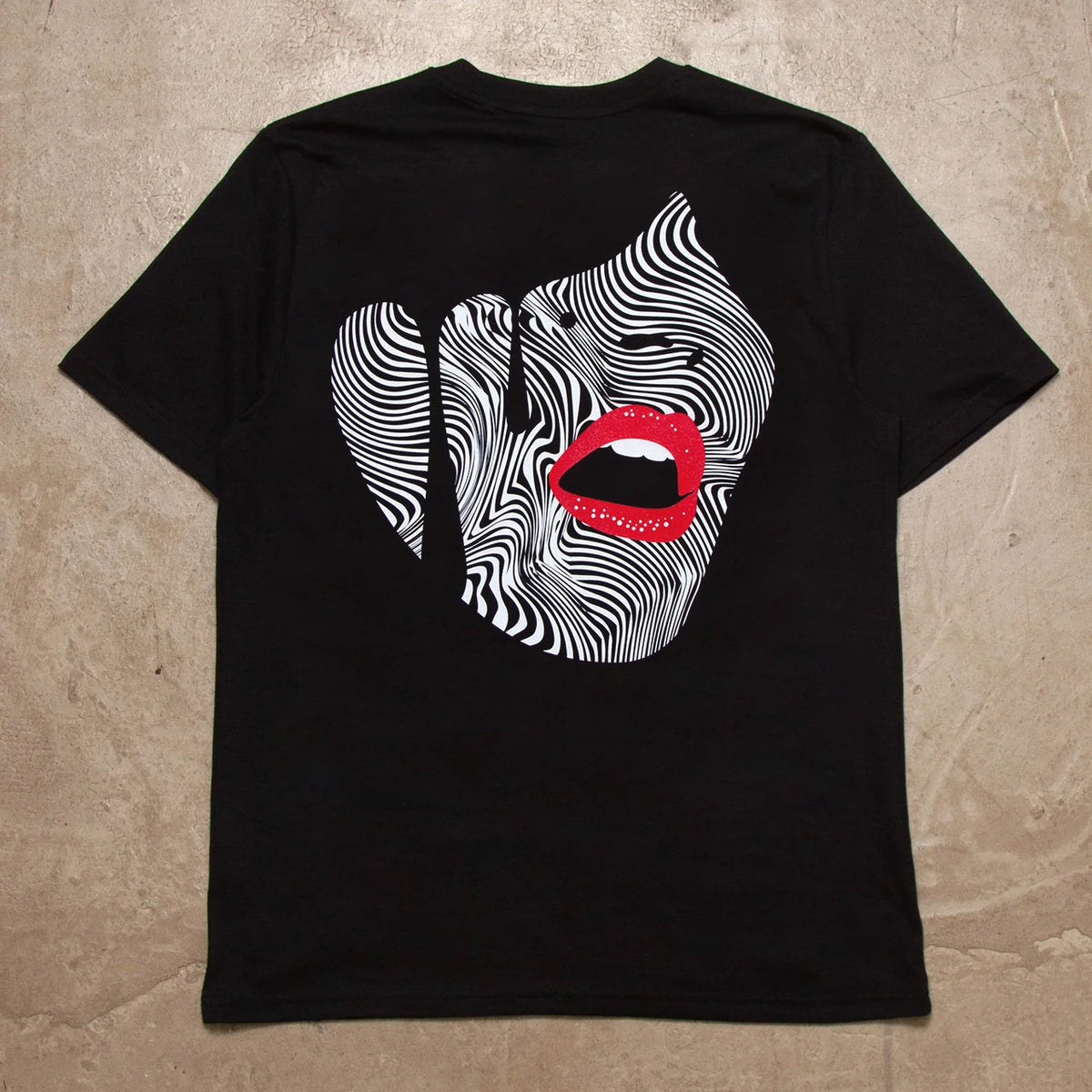Droplet Face 015 Back Print - Tshirt - Black