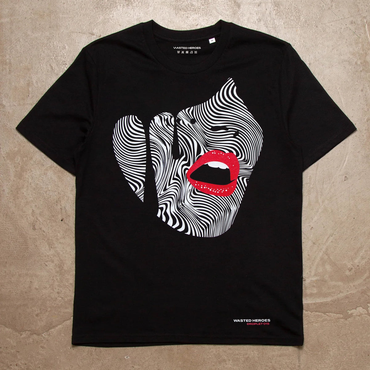 Droplet Face 015 Front Print - Tshirt - Black