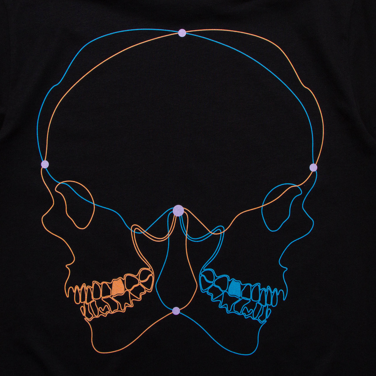 BF Skulls Orange Blue Front Print - Tshirt - Black
