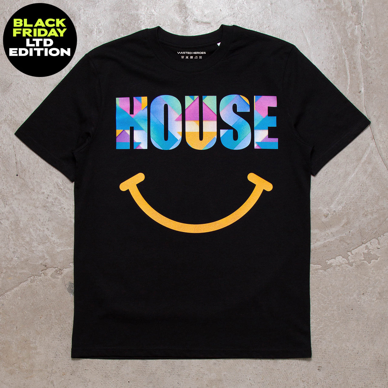 BF Smiley House Solstice Front Print - Tshirt - Black