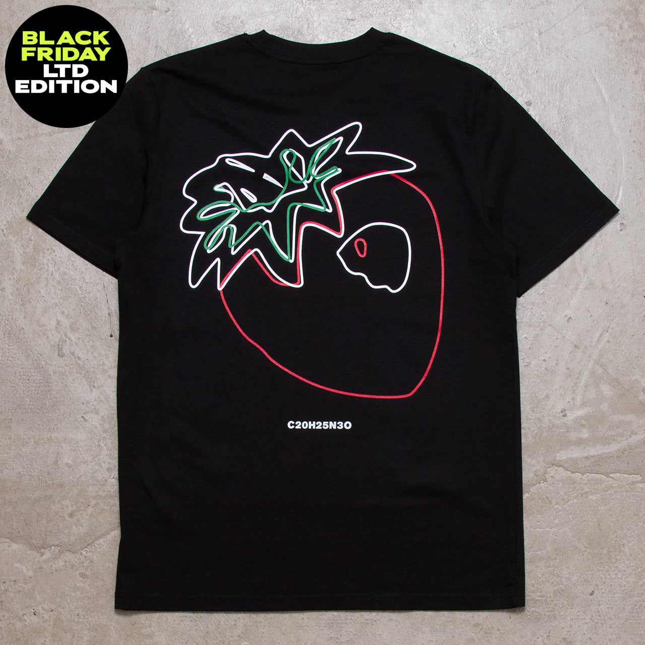 BF Strawberry Back Print - Tshirt - Black