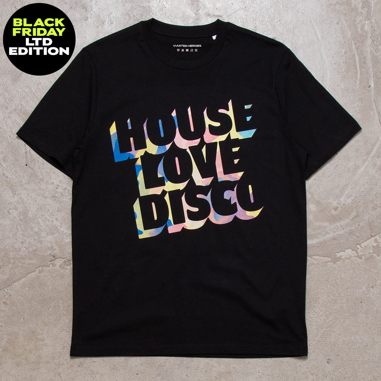 BF Yellow House Love Disco Front Print - Tshirt - Black