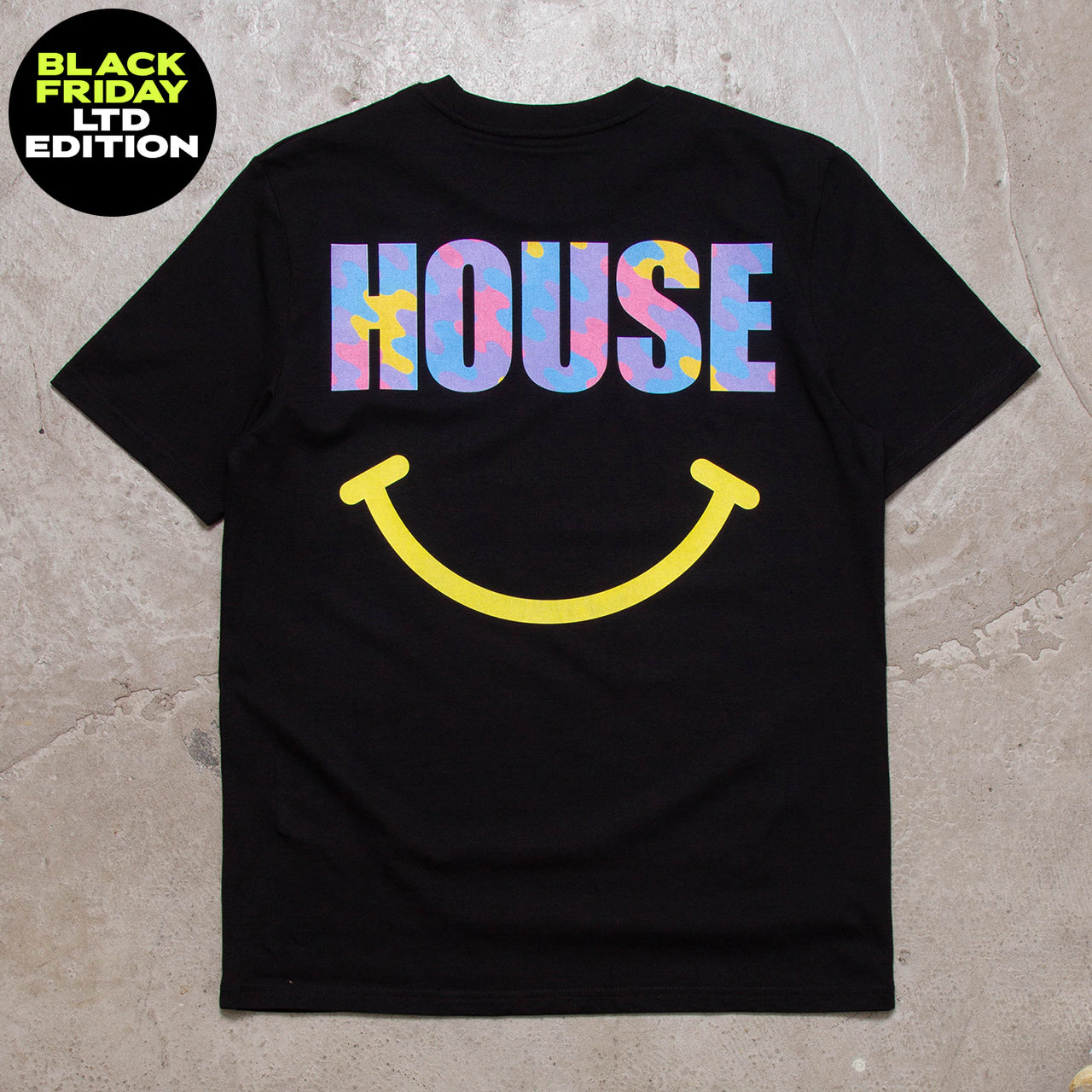 BF Haze Smiley House Back Print - Tshirt - Black