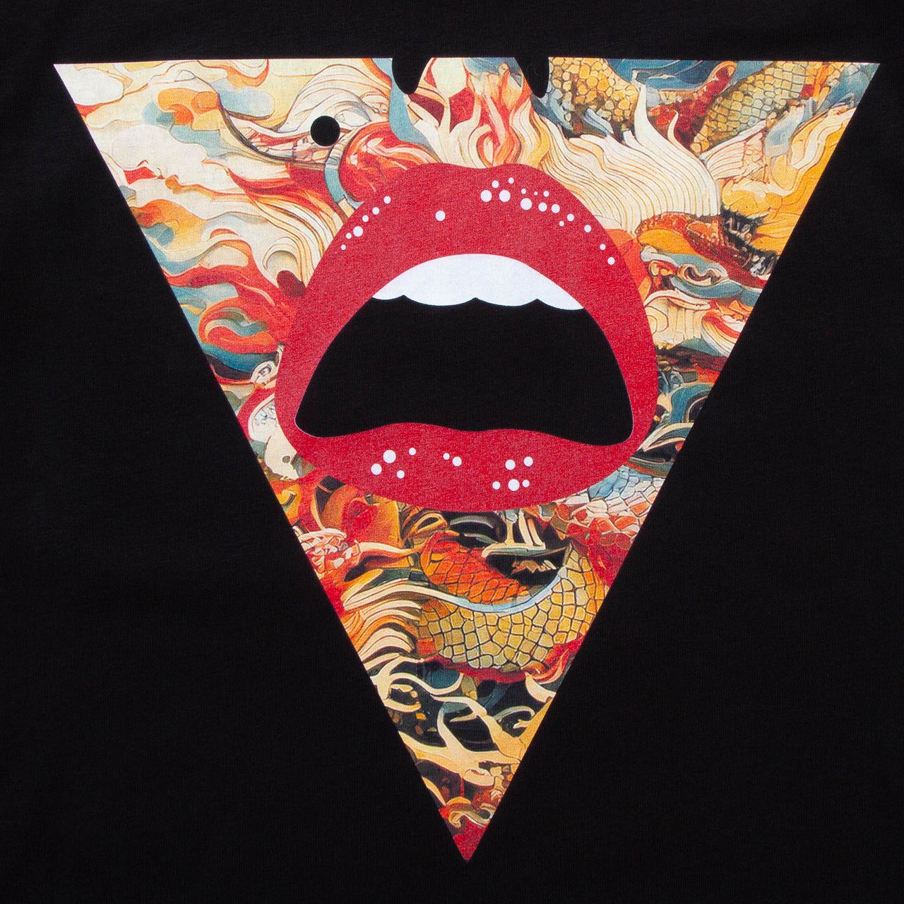 BF Dragon Triangle Face Front Print - Tshirt - Black