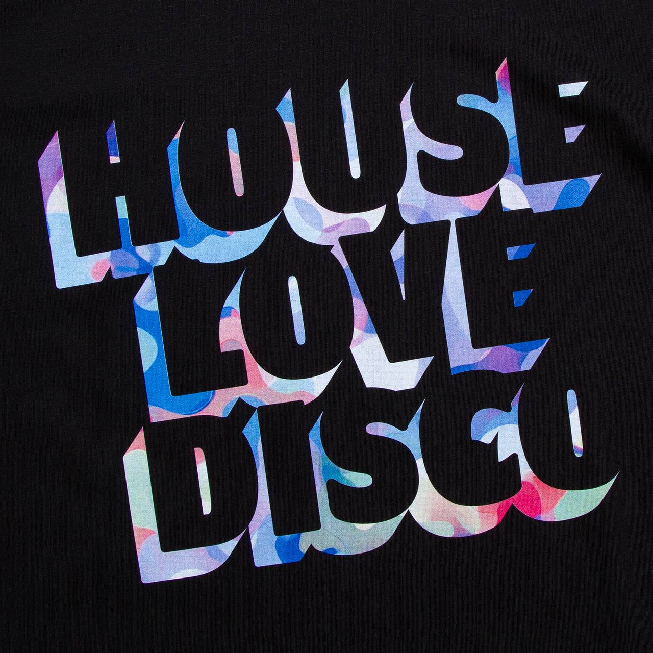 BF Blue House Love Disco Front Print - Tshirt - Black