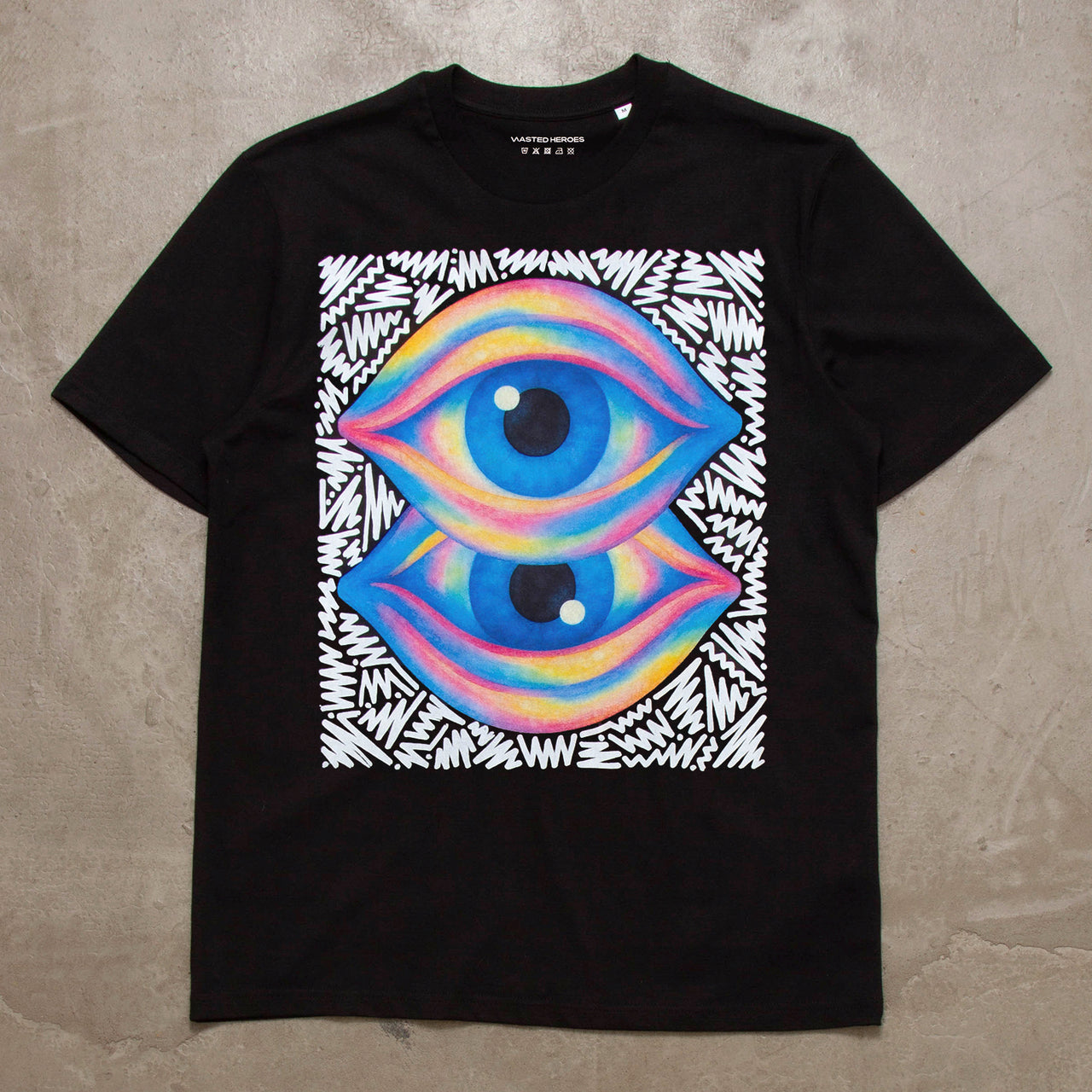 Doodle Double Vision Front Print - Tshirt - Black