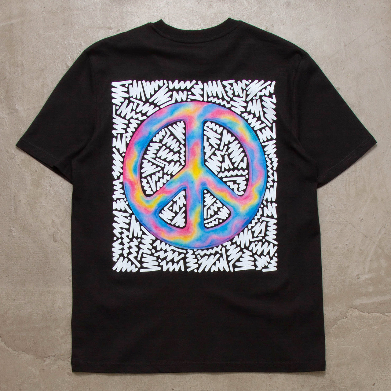 Doodle Peace Back Print - Tshirt - Black
