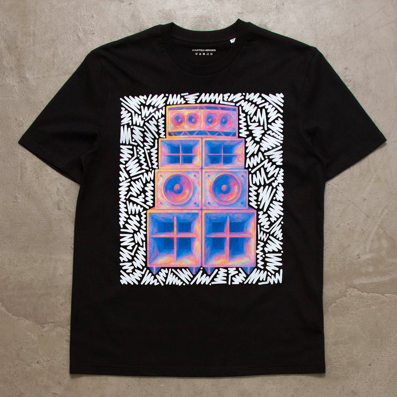 Doodle Funktion Front Print - Tshirt - Black