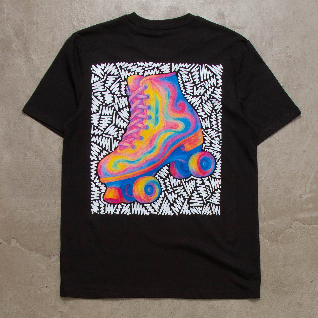 Doodle Roller Back Print - Tshirt - Black