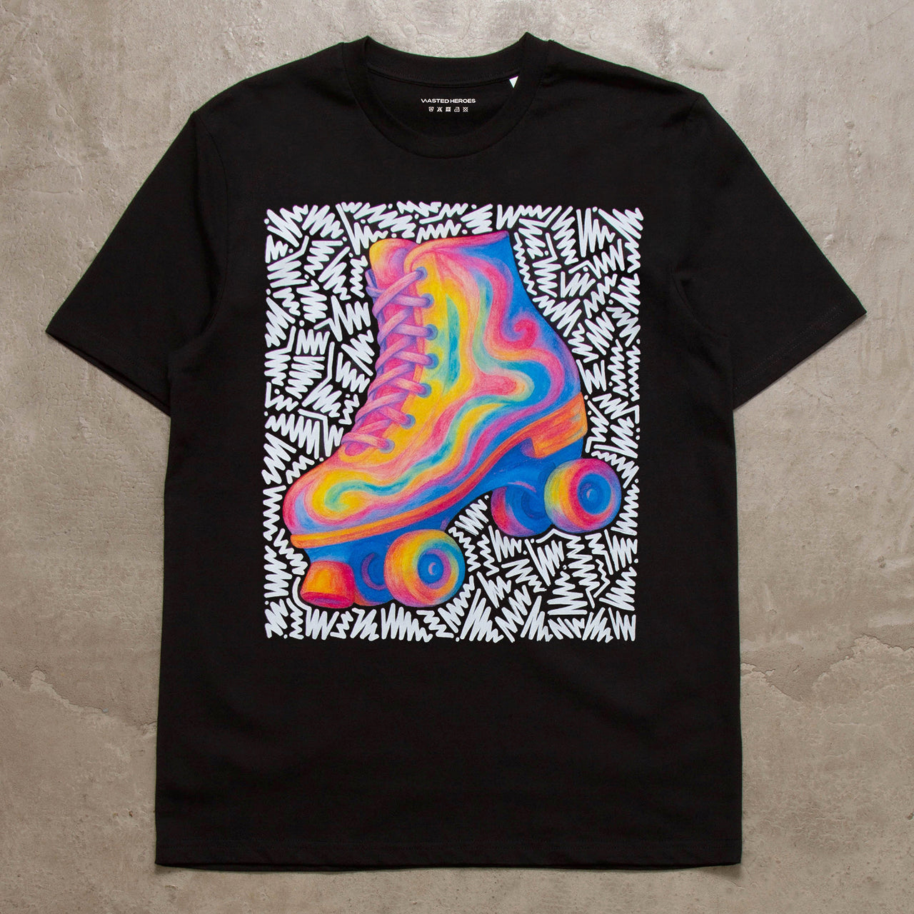 Doodle Roller Front Print - Tshirt - Black