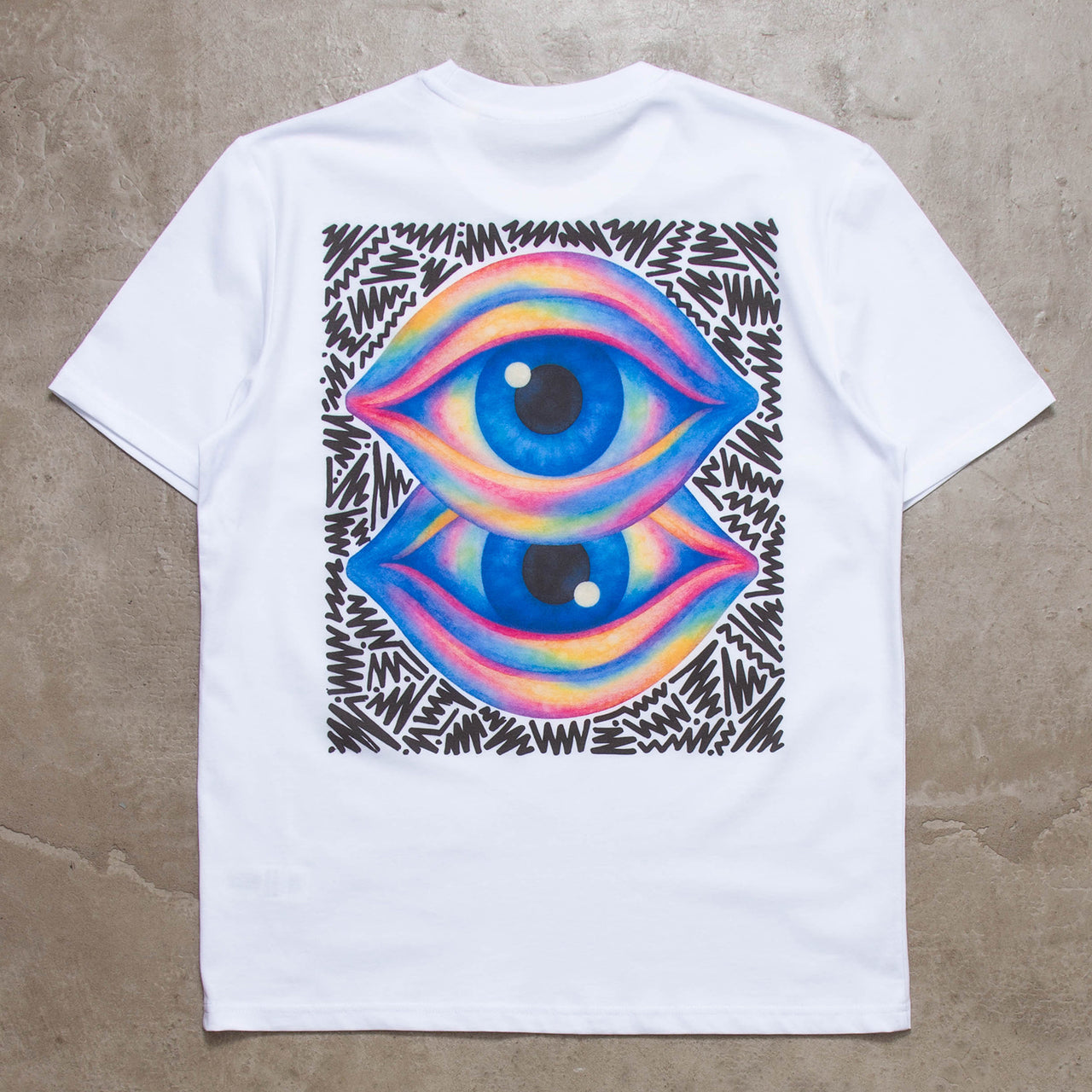 Doodle Double Vision Back Print - Tshirt - White