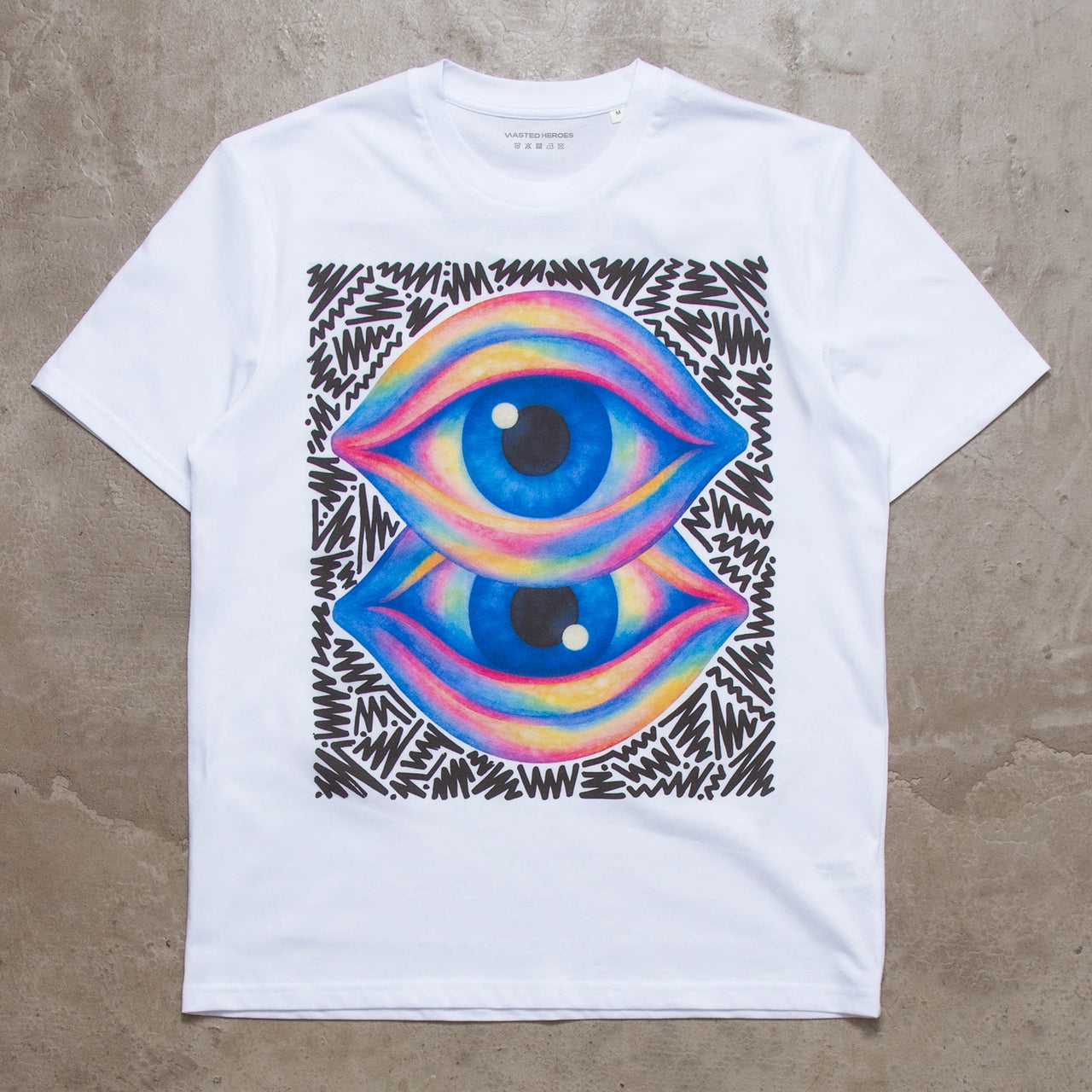 Doodle Double Vision Front Print - Tshirt - White