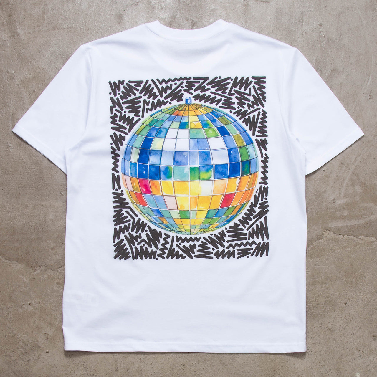 Doodle Dancefloor Back Print - Tshirt - White