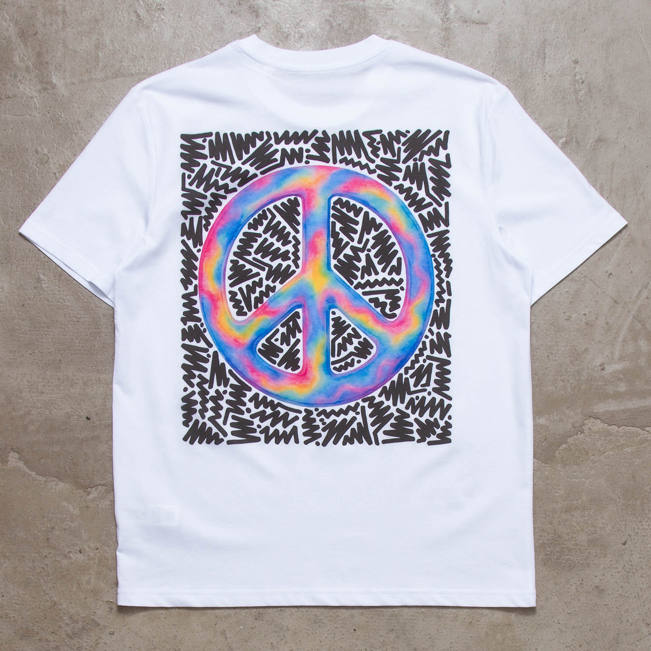 Doodle Peace Back Print - Tshirt - White