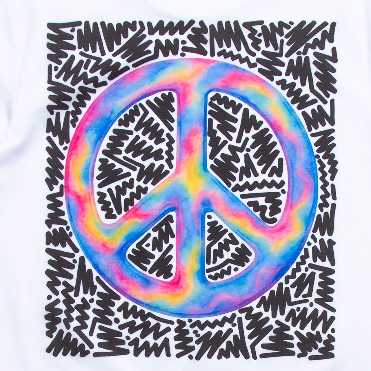 Doodle Peace Back Print - Tshirt - White
