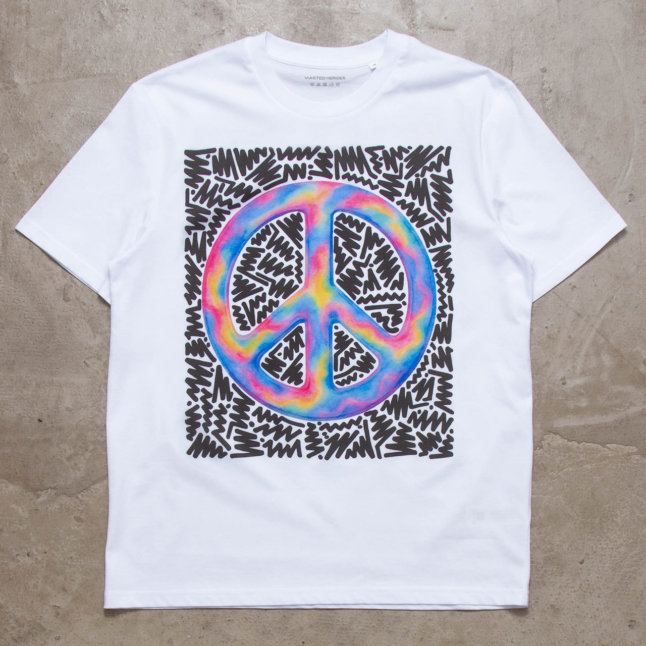 Doodle Peace Front Print - Tshirt - White