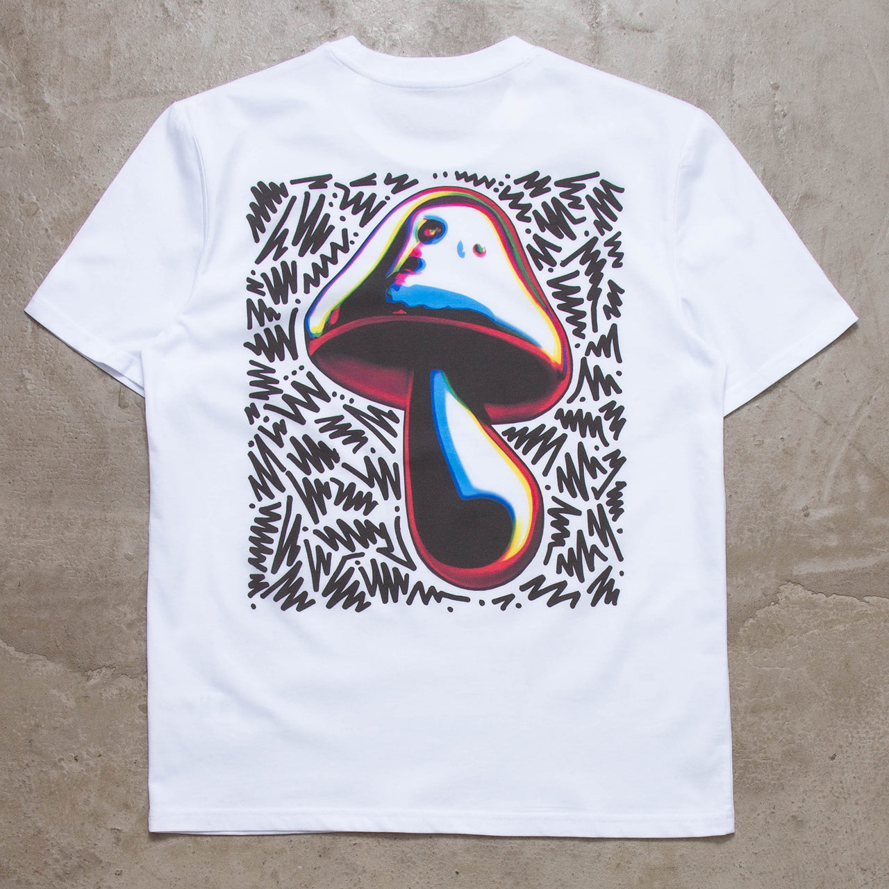 Doodle Shroom Back Print - Tshirt - White