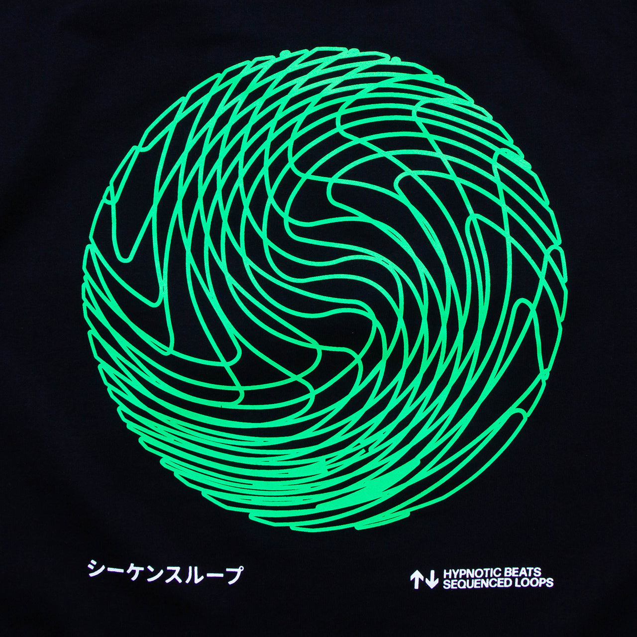 Green Sequence Sphere Back Print - Hood - Black