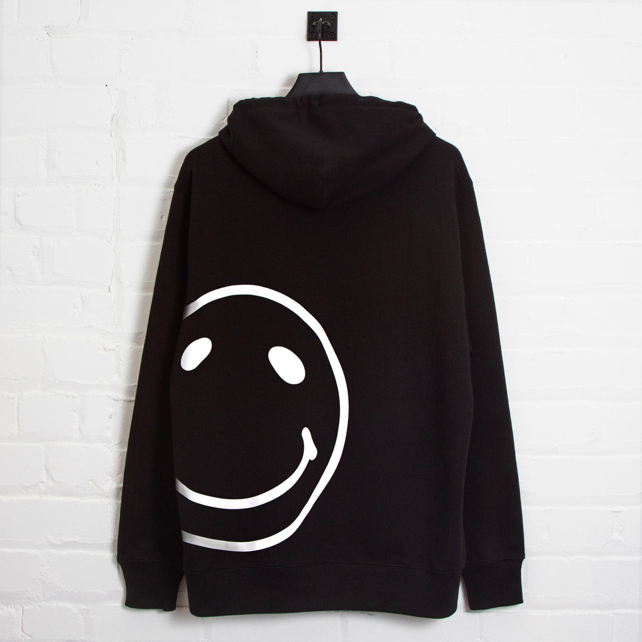 Side Smiley Back  - Pullover Hood - Black