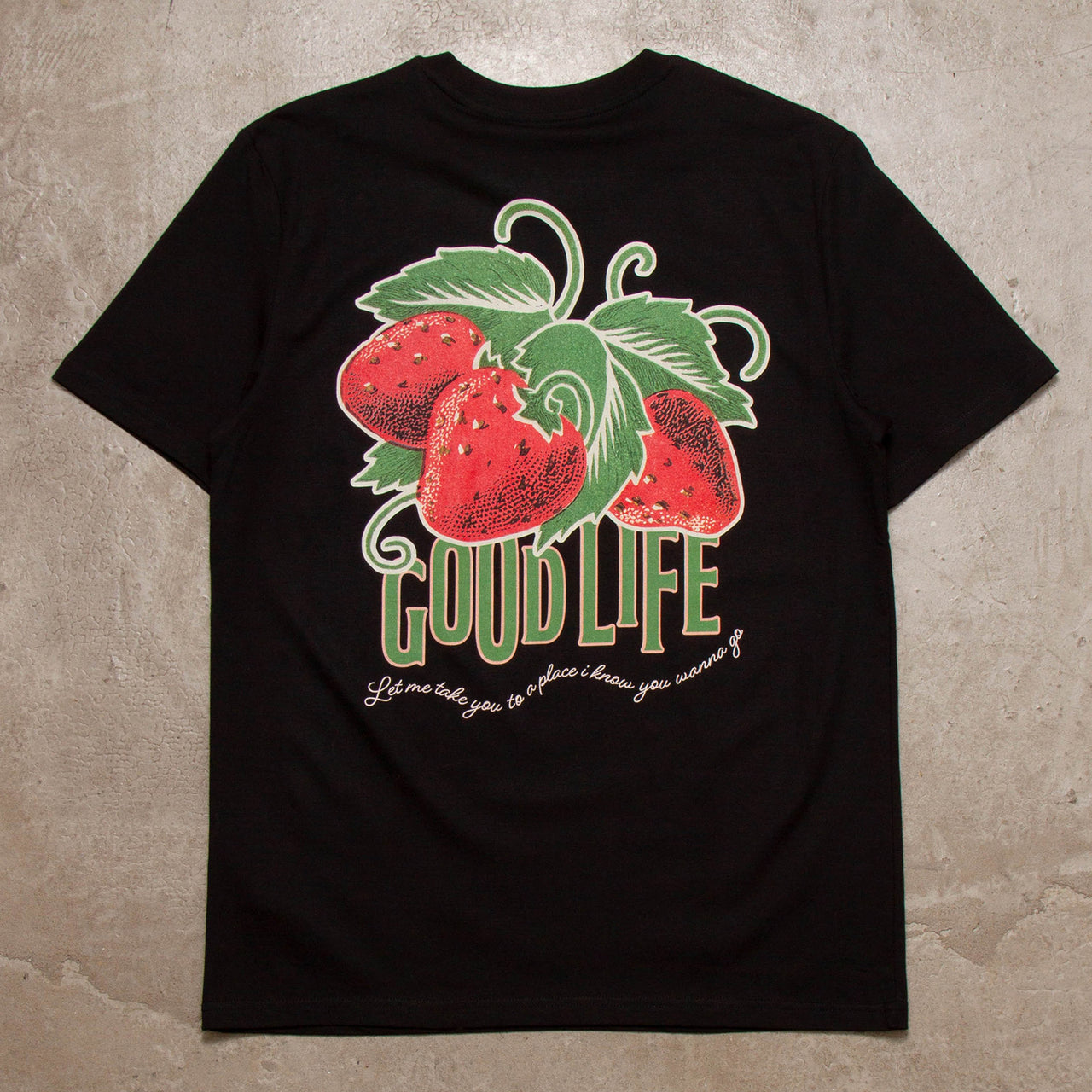 Strawberry Good Life Back Print - Tshirt - Black